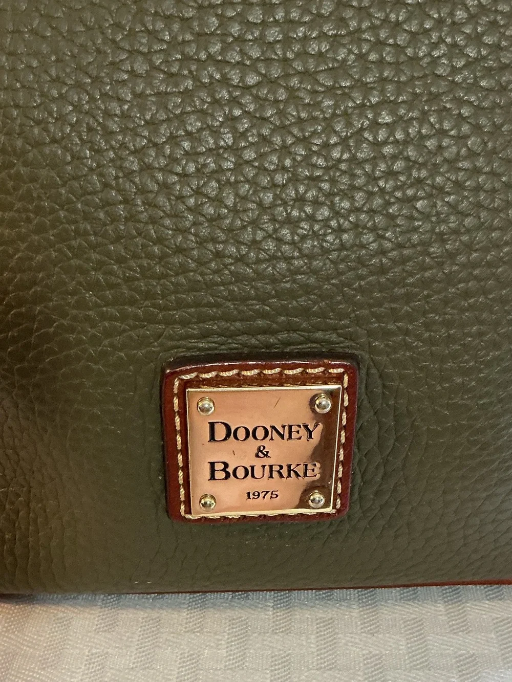 Dooney & Burke Olive Green Pebbled Leather Tassel Crossbody/Shoulder Bag